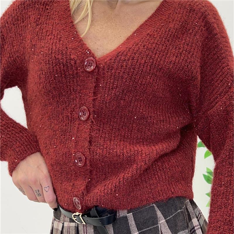 cardigan con bottoni glitter